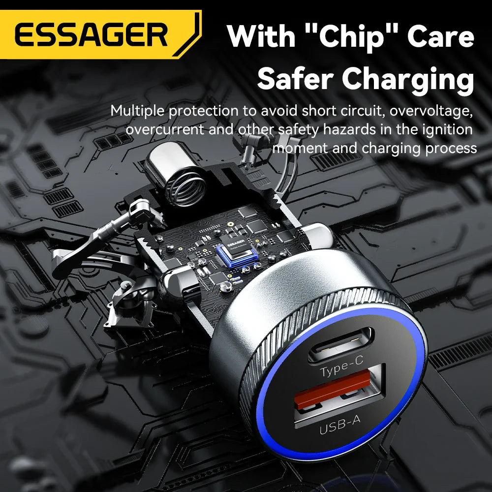 Skorter | 54W USB Car Charger, 5A Fast Charge QC 3.0, SCP AFC, 30W USB Type C Quick Charging