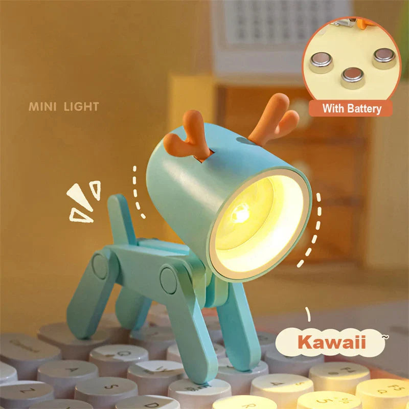 Skorter | Cute LED Night Light - Mini Dog, Deer, Dinosaur Folding Table Lamp for the Children's Room