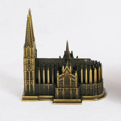 Skorter | Cologne Cathedral Model Metal Antique Bronze Germany Cologne Cathedral Building Figurine World Famous Landmark Architecture Decoration