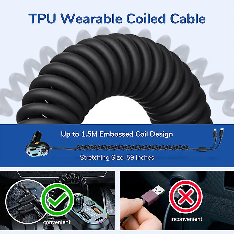 Skorter | Bluetooth 5.0 FM Transmitter Car Kit with 25W PD Fast Charging and Apple Type-C Cable