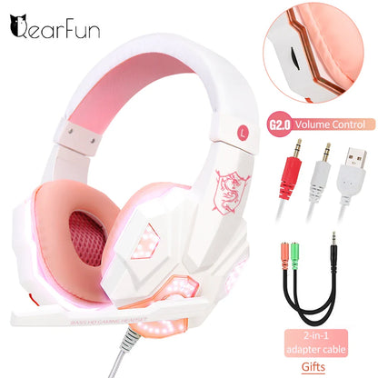 Skorter | LED Light Wired Gaming Headphones Microphone, Bass Stereo Sound, for PC, PS4, PS5, Xbox - Gaming Headset