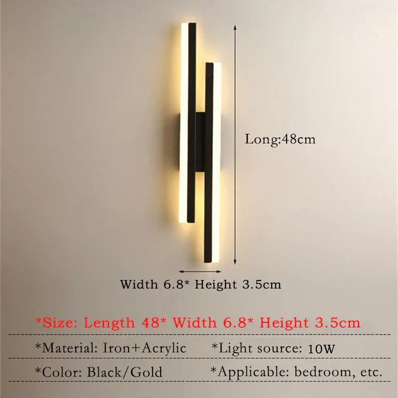 Skorter | Modern LED Wall Lamp: Black/Gold Acrylic Room Decoration Light