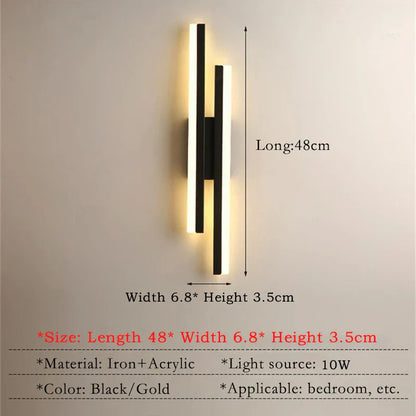 Skorter | Modern LED Wall Lamp: Black/Gold Acrylic Room Decoration Light