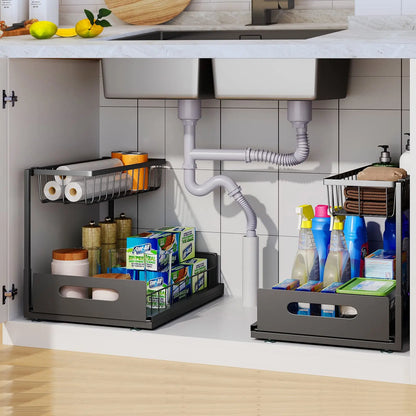 Skorter | 2-Tier Under Sink Sliding Cabinet Organiser – Arlo