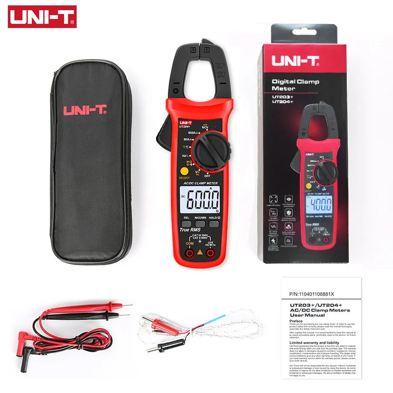 Skorter | UNI-T UT202A+/UT204+ Digital Clamp Meter - AC/DC Voltage, True RMS