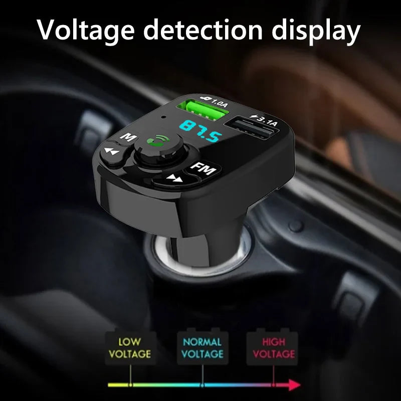 Skorter | Bluetooth 5.0 Car FM Transmitter with MP3 Player, USB Charger, and Hands Calling