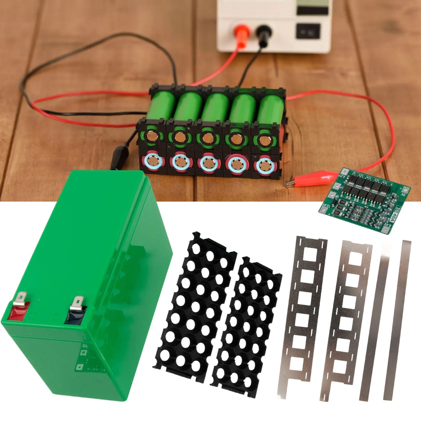 Skorter | 12V/7Ah Battery Case for 18650 Cells - Empty Box with 3*7 Holder and 3S25A BMS - Nickel Strip Storage Box for DIY Battery Packing Protection