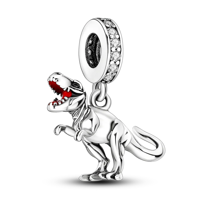 Skorter | 925 Silver Golden Leopard Charms Beads Colorful Chameleon Rhinoceros Lion Scarab Cat Pendant Compatible with Original Pandora Bracelet Jewelry