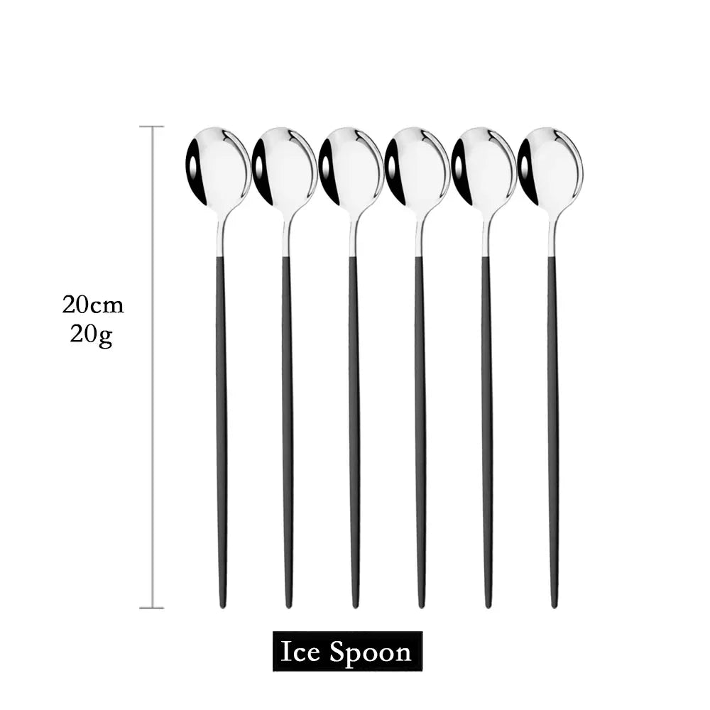 Skorter | Golden 6-piece Long Handle Spoon Set