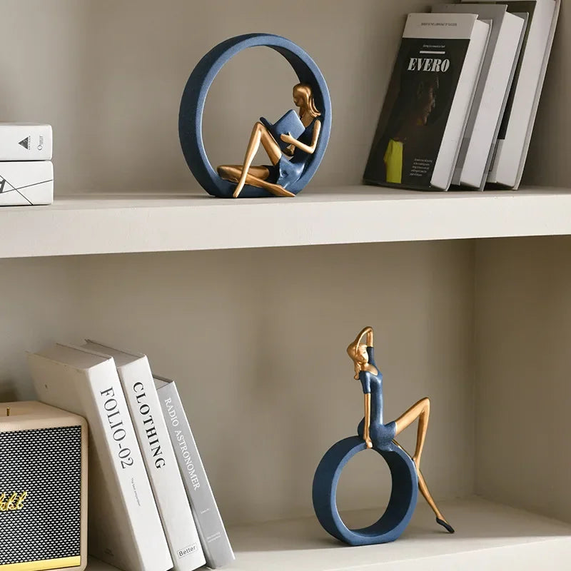 Skorter | Elegant Woman Reading Resin Sculpture – Artistic Decoration for Book Lovers and Art Enthusiasts