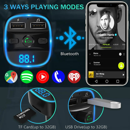 Skorter | Bluetooth FM Transmitter Car Kit with Dual USB Charger and MP3 Player