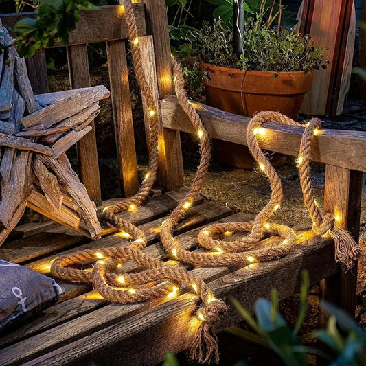 Skorter | SolarRope | Solar-powered hemp rope light | Sustainable decorative lighting for garden & terrace