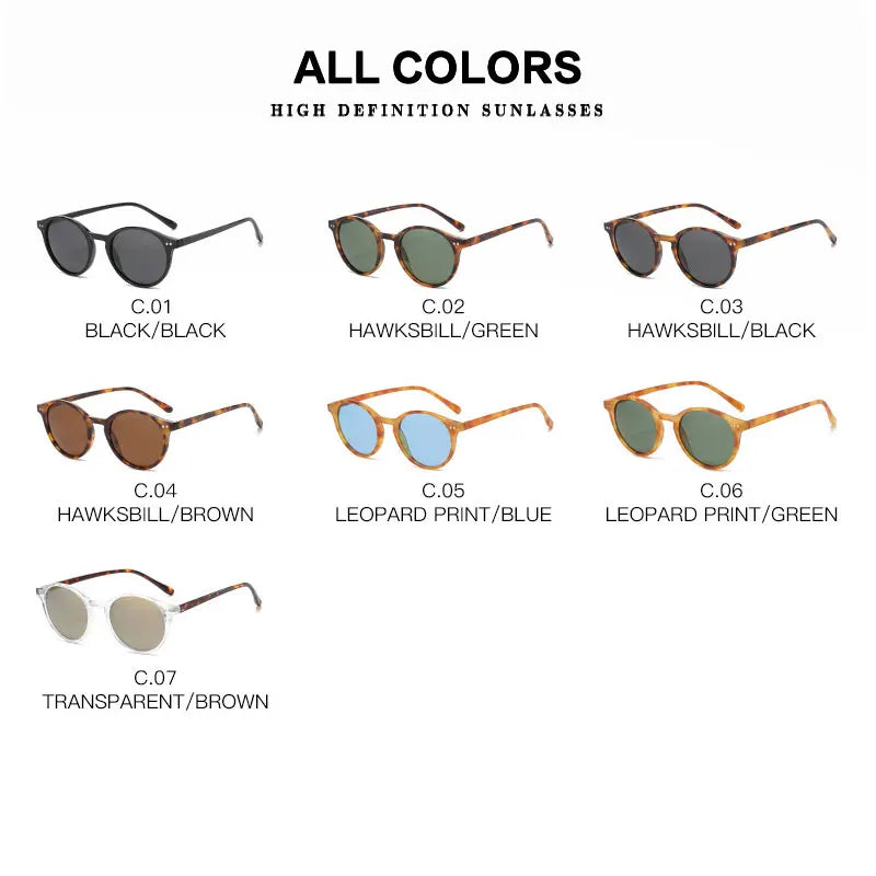 Skorter | Retro Round Polarized Sunglasses Classic Leopard Frame UV400 Fashion Driving Goggles for Men & Women