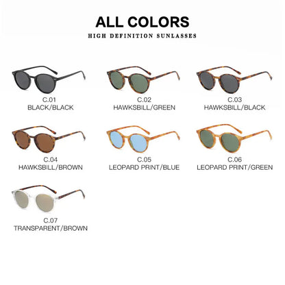 Skorter | Retro Round Polarized Sunglasses Classic Leopard Frame UV400 Fashion Driving Goggles for Men & Women
