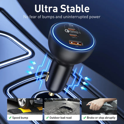 Skorter | 160W Car Charger  QC 5.0 Fast PD3.0 Charging USB Type C
