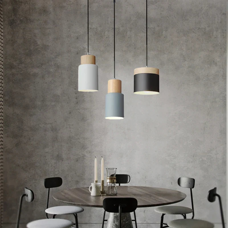 Skorter | Nordic LED Pendant Lights Made of Metal and Wood - Modern Hanging Lamps for Dining Room and Kitchen