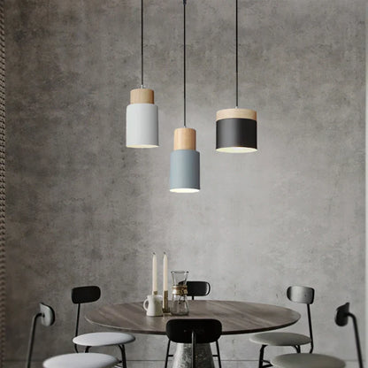 Skorter | Nordic LED Pendant Lights Made of Metal and Wood - Modern Hanging Lamps for Dining Room and Kitchen