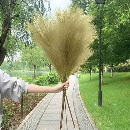 Skorter | 5 pieces 100 cm Artificial Pampas Grass Dried Flower Bouquet Wedding Party Decoration Home Room DIY Artificial Plants Decoration Supplies