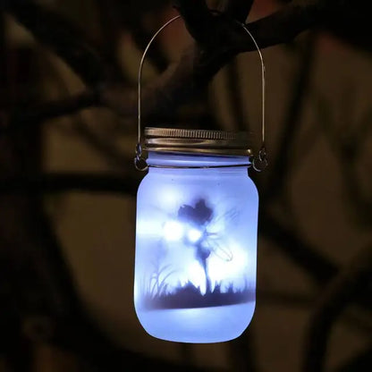 Skorter | Glass Fairy Lamp - Solar Mason Jar Lantern, IP65 Waterproof Outdoor Hanging Light