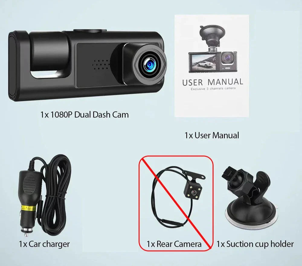 Skorter | 2/3-Channel 1080P Dash Cam with Front - Rear View - Car DVR - Video Recorder