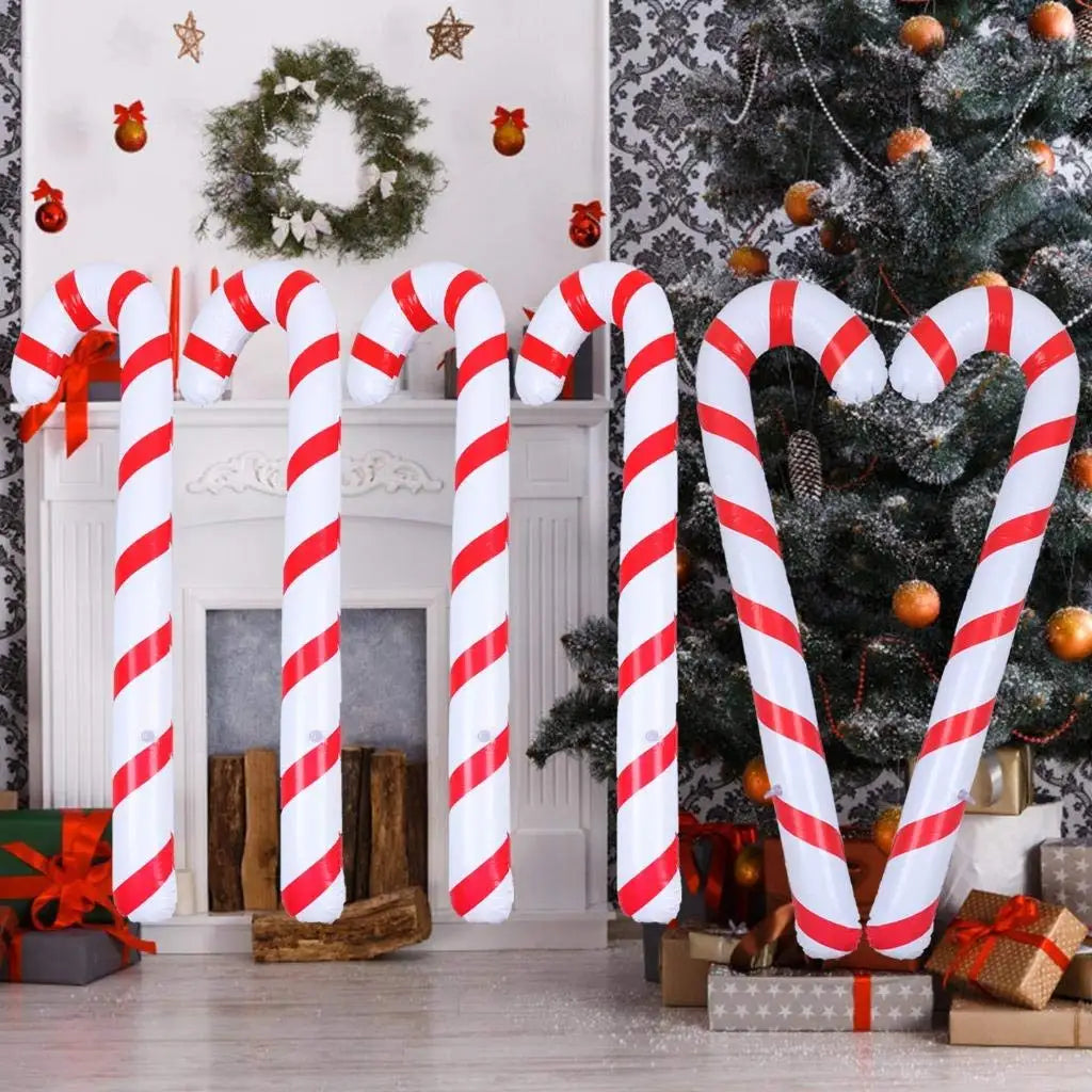 Skorter | CandyFest Inflatable Christmas Candy Canes – Set of 4 PVC Decorations of 87 cm
