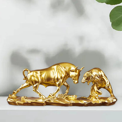 Skorter | Feng Shui Bear and Bull Statue, Bull Figure, Collection Cow Sculptures Animal