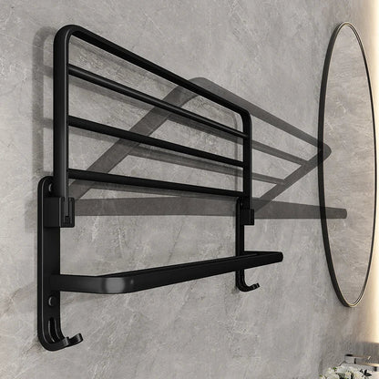 Skorter | EasyTowel Foldable Towel Rack – Space-Saving & Stylish Black Wall-Mounted Bathroom Rack