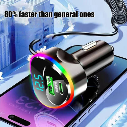 Skorter | 4-in-1 USB C Car Charger Super Fast Charging Phone Adapter with Cable