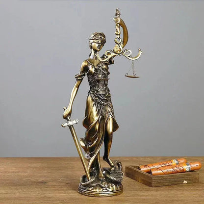 Skorter | ERMAKOVA European antique bronze Greek goddess of justice statue Fair Angels resin sculpture ornaments desktop home decoration gift