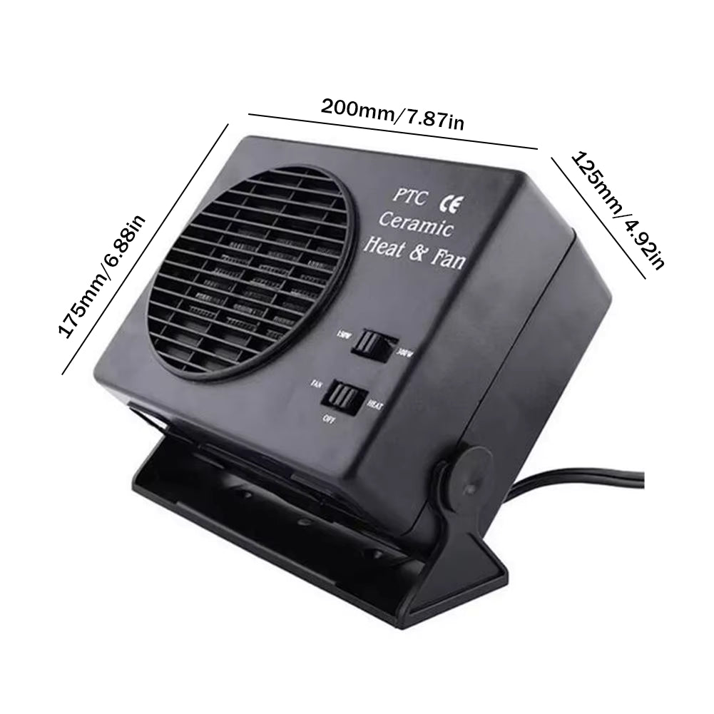 Skorter | 12V Ceramic Car Heater | 150W-300W Portable Fan with Automatic Thermostat for Winter Use in Vehicles
