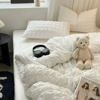 Skorter | ChicParis | Seersucker Bedding Set – Lightweight, Soft & Elegant French-Style Duvet Cover Set