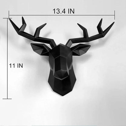 Skorter | 3D-Deer Head Sculpture, geometric resin, animal deer head wall decoration, modern home decor, luxurious decorative wall decor