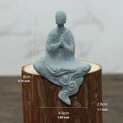 Skorter | Buddha Stone Statue Small Buddhist Monks Tibetan Buddhism Figures Zen Garden Ornament Meditation Home Aquarium Decoration