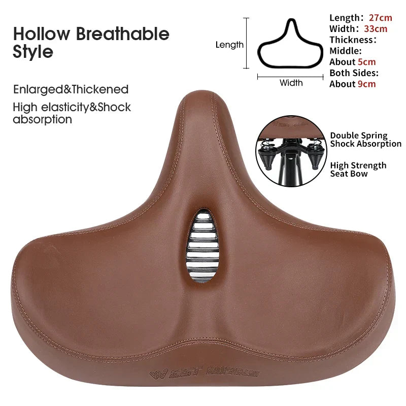 Skorter | Wide Ergonomic Bike Saddle – Comfortable Saddle with Shock Absorption for City and Mountain Bikes