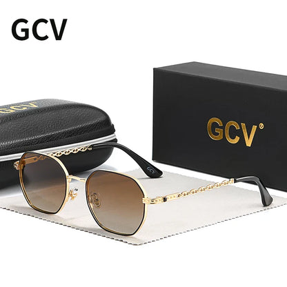 Skorter | Retro Women’s Rectangular Square Sunglasses with Metal Frame & Polaroid Lenses