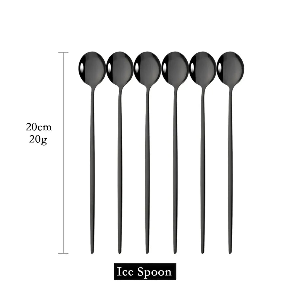 Skorter | Golden 6-piece Long Handle Spoon Set