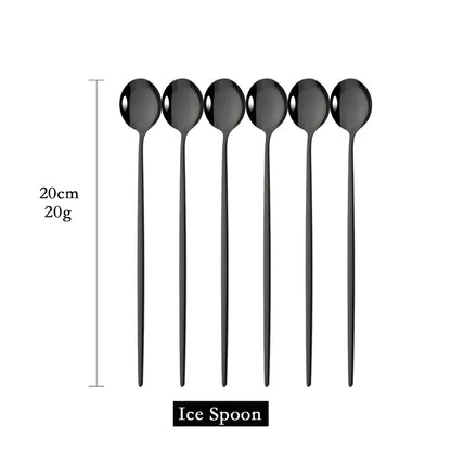 Skorter | Golden 6-piece Long Handle Spoon Set
