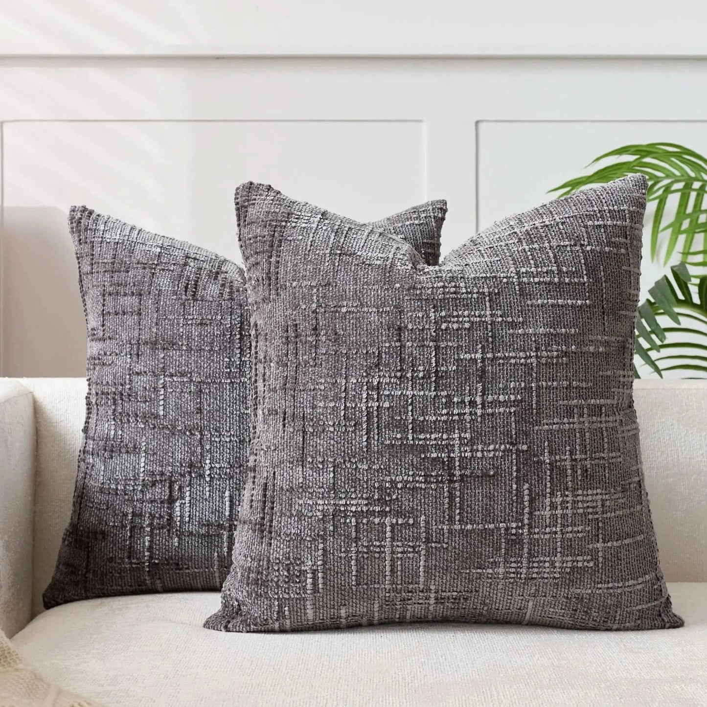 Skorter | Chenille Throw Pillow Cover Bamboo Texture Solid Color