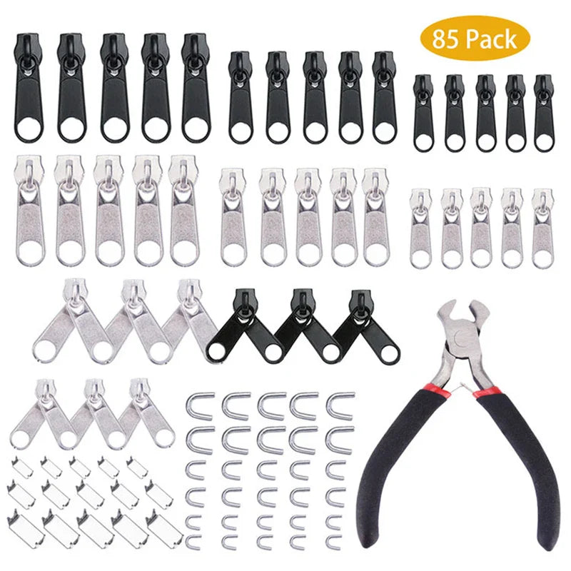 Skorter | 85PCS Universal Zipper Repair Kit – Easy Fix Sliders Pullers & Closures for Broken