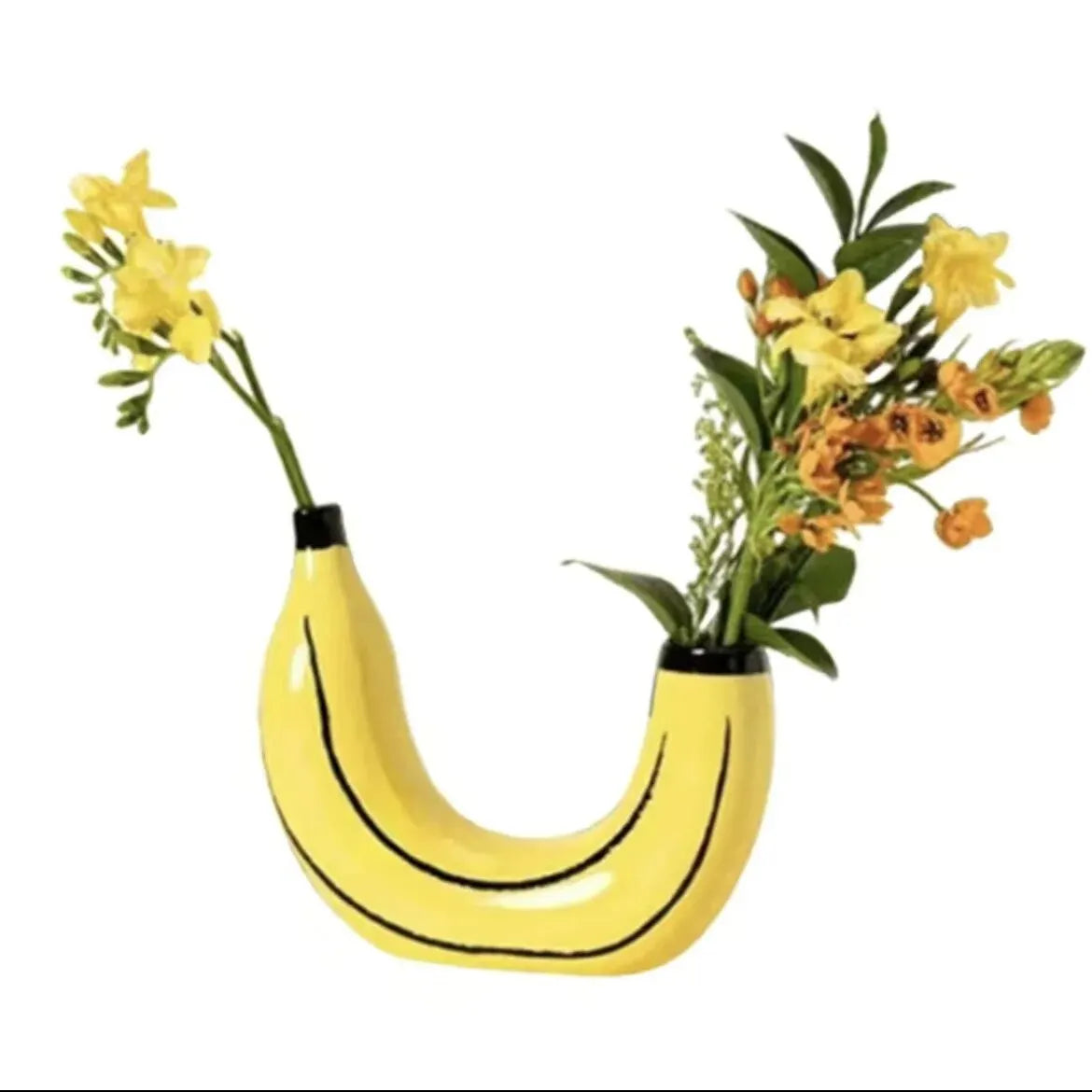 Skorter | Banana vase, flower vase made of resin, cute banana shape, decorative tabletop vase for flower arrangements, living room, bedroom, home decoration