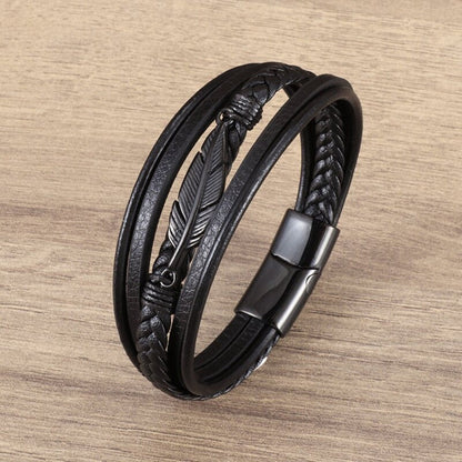 Skorter | Leather Braided Bracelet With Charms