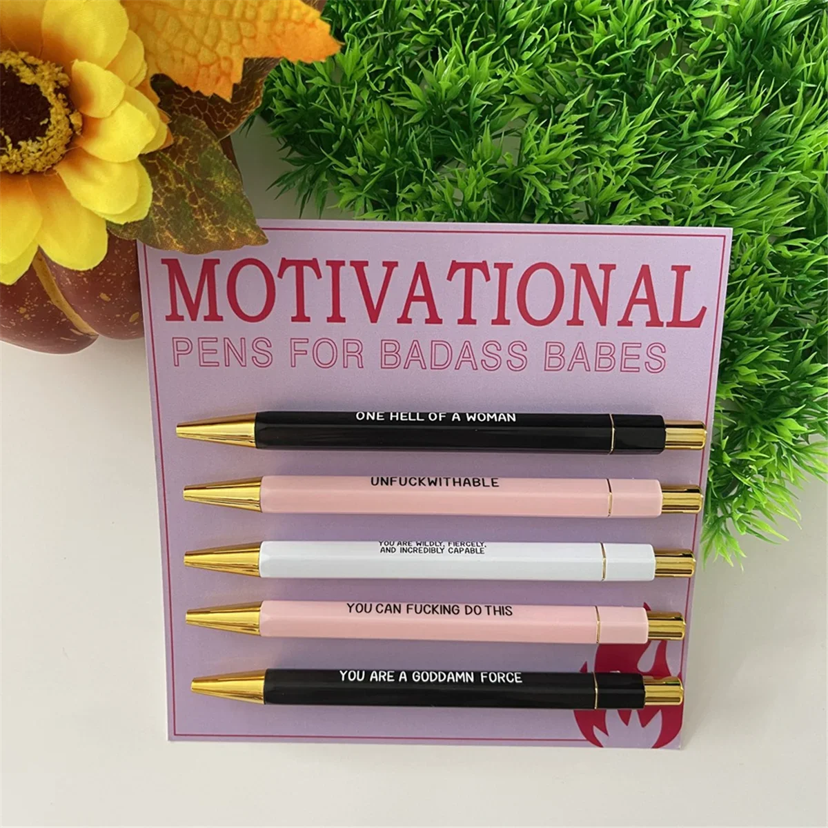 Skorter | A55T Motivational Badass Pen Set - 5Pcs Funny Daily Ballpoint Pens