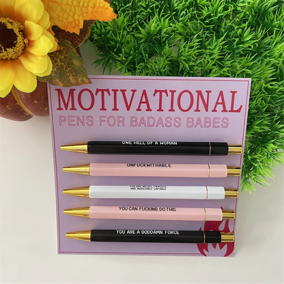 Skorter | A55T Motivational Badass Pen Set - 5Pcs Funny Daily Ballpoint Pens