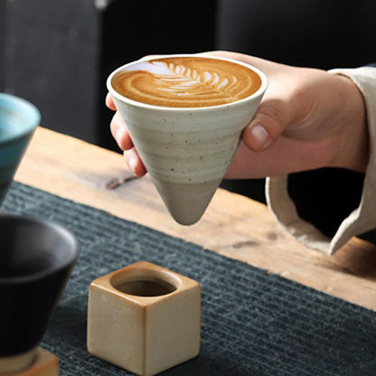 Skorter | Japanese coffee cup with saucer, 1 piece, retro ceramic tea cup, mug, latte, espresso, pull0, flower cappuccino, new ceramic cup, 100 ml/3.5 oz