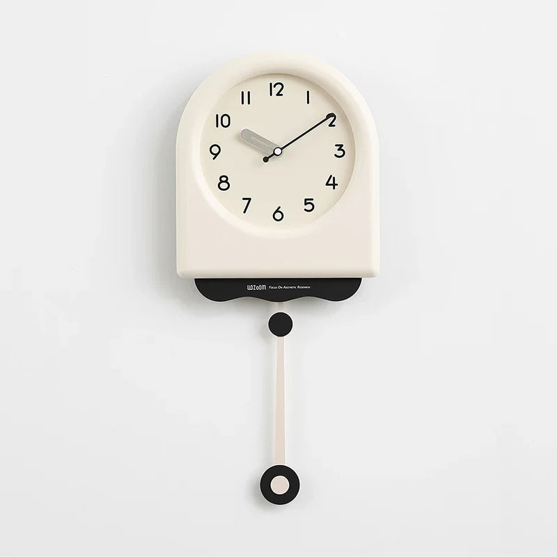 Skorter | Cream Pendulum - Korean Style Wall Clock with Modern Design