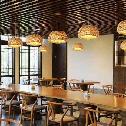 Skorter | Luxora Handwoven Bamboo Pendant Light - Eco-friendly Ceiling Lamp