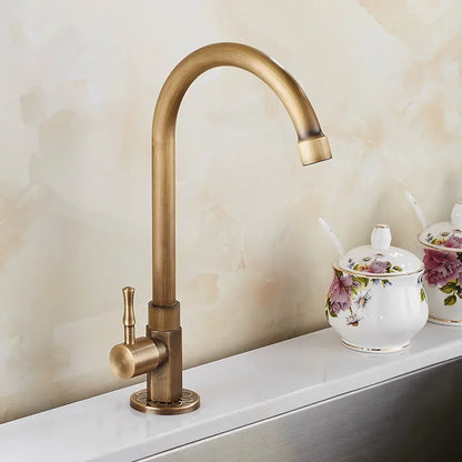 Skorter | Elegant Swan Neck Kitchen Faucets made of Antique Brass