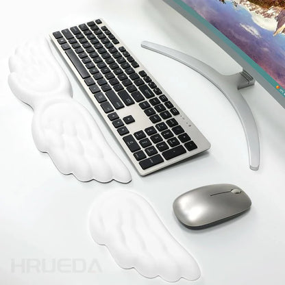 Skorter | Angel Wing Mechanical Keyboard & Mouse Set with Memory Foam Wrist Rest Support for Laptop & PC
