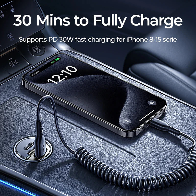 Skorter | 30W Pull Ring Car Charger - USB Type-C Dual Fast Charging Ports