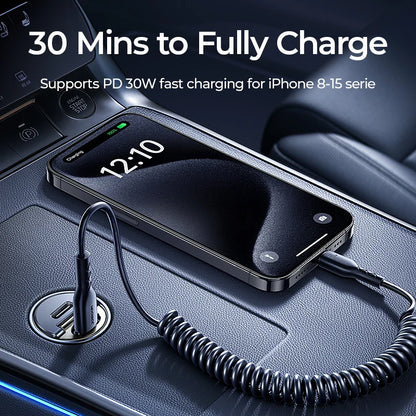 Skorter | 30W Pull Ring Car Charger - USB Type-C Dual Fast Charging Ports